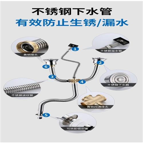 304不锈钢厨房洗菜盆单水槽双水槽下水管净水器110/140下水器