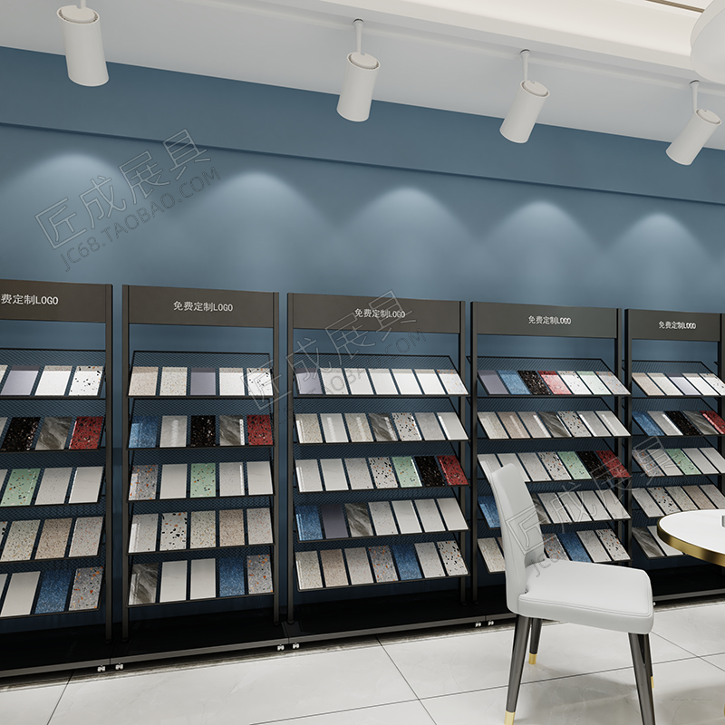 瓷砖展示架色卡架子摆放架橱柜门色板铝扣板石材样品材料落地架
