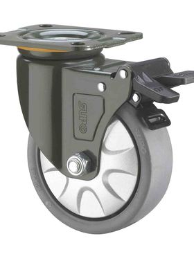SUPO向荣 3寸 带双刹车 工业 万向 灰色 PP脚轮 J05S-01D-75-112