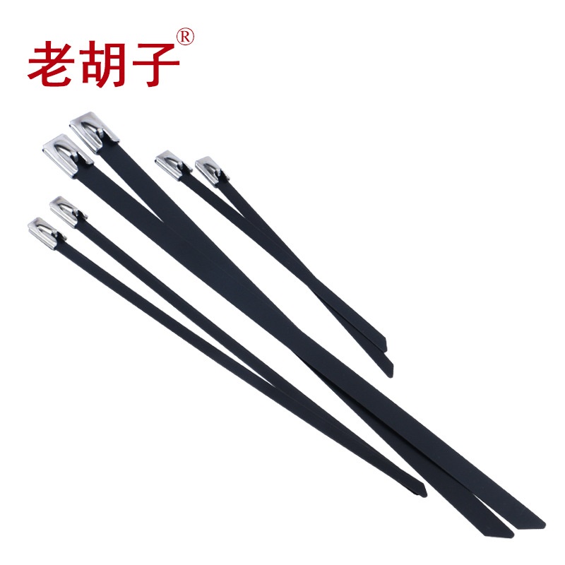 老胡子喷塑不锈钢扎带4.6/8系列黑色金属钢绑带扎丝卡扣扎带