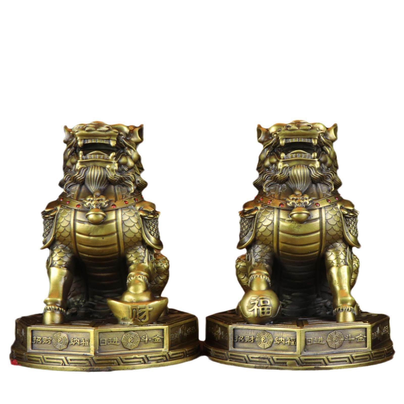 铜麒麟摆黄件一对踩八卦麒CTY麟坐财富麒麟开业家居店铺军麒将麟,家居饰品,装饰摆件,淘宝优惠券,粉丝福利购,淘宝优惠卷