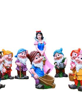 摆玻璃钢白雪公主七个小艺矮人幼儿园户外园林工品件通GZ8001雕卡