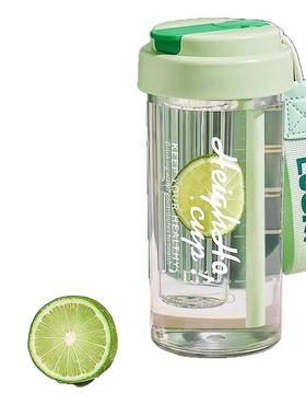 水杯大携容i量女生便吸管杯新款高颜值茶水分离泡茶t子rtan杯UUK