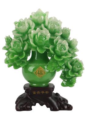 富贵平安摆件牡丹花瓶工艺品家居客厅电视柜入户玄关装饰乔迁礼物
