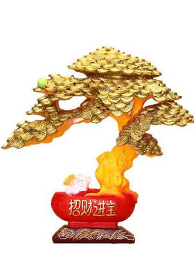 发财树迎客松新中式客厅玄关灯摆件家居办公室装饰品乔迁新居礼品