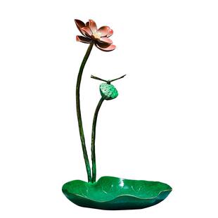 金YNI岁装铜月荷叶果盘黄摆件茶几餐桌仿真果盘铜铜器工艺品桌面