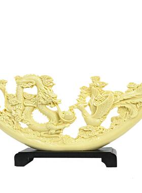 新中式家DL71开居装饰摆书桌树件脂工艺品龙凤呈祥客厅业公办室桌