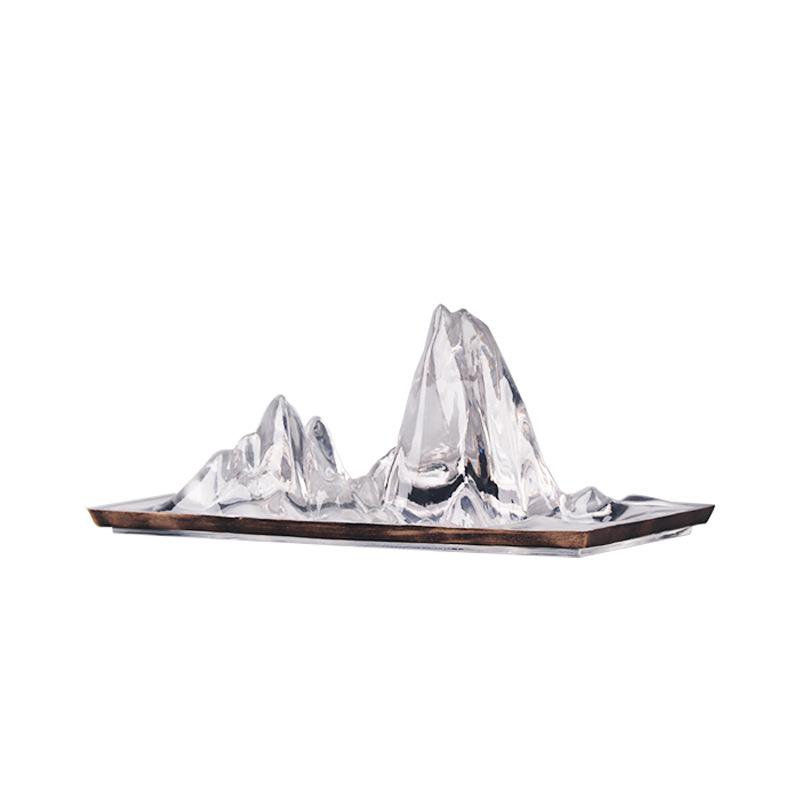 禅意新中式现代透明水晶假山盆景雕塑摆件售楼处样板房装饰品精致