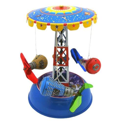 MS631太空空间站密封舱旋转木马怀旧摆件创意礼品铁皮玩具
