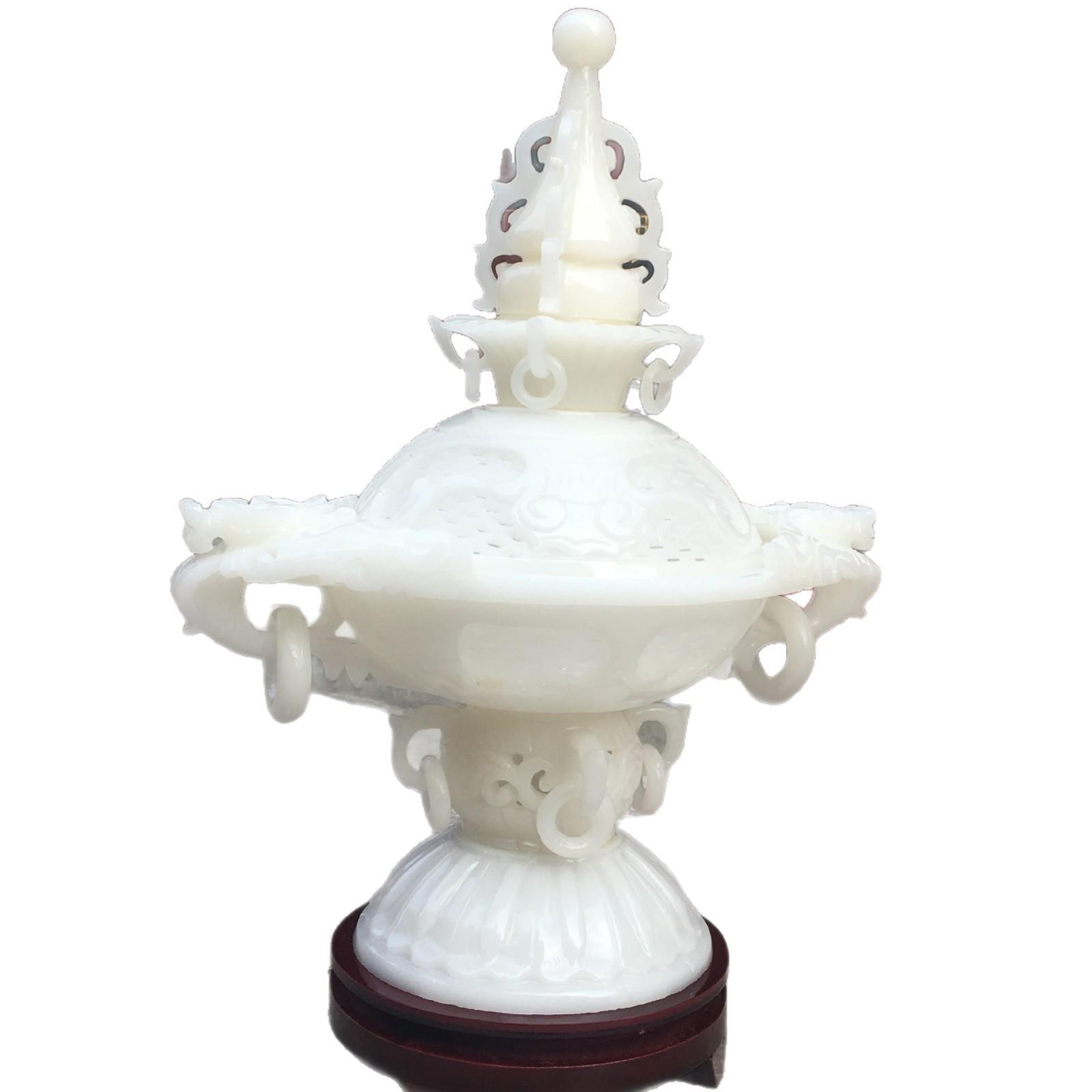 天然玉器阿富汗白玉香薰花薰香炉玉石家居摆件礼品工艺品厂家