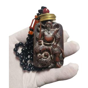 真武大帝吊坠玄天2664挂上帝老枣木手工吊然坠玄武神像天桃牌木件