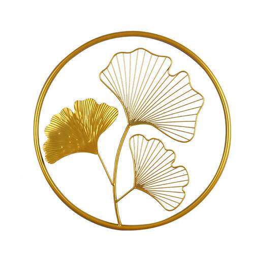 新中式属铁艺银杏叶挂饰创意客厅玄关背壁景GS415墙壁装金立体挂