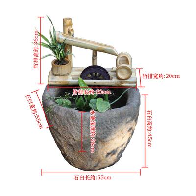 中式创意竹子流水喷庭院风造VMB车水循泉阳台景环观鱼池景摆件
