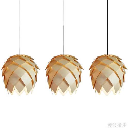 东南亚木艺吊灯创意餐厅吧台茶馆火锅店灯鸟笼片松果异形
