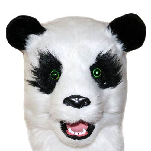 款毛绒发熊猫头万圣节动物新面具cosp光la套y搞怪舞会CJI装扮道具