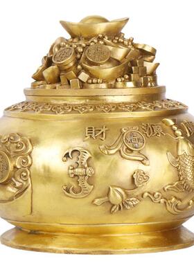 铜神器大摆小号聚宝五路财神盆件铜五路财聚宝盆