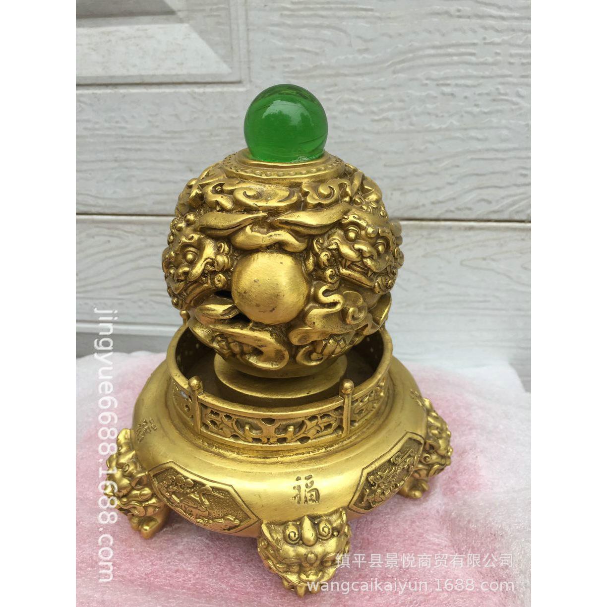 铜鼎九转乾坤鼎摆件狮子鼎摆设双狮戏珠家居办公室装饰工艺品
