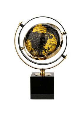 奢地球仪大理石金属摆件级感厅办公室BJ-0322桌面装饰高客工艺轻