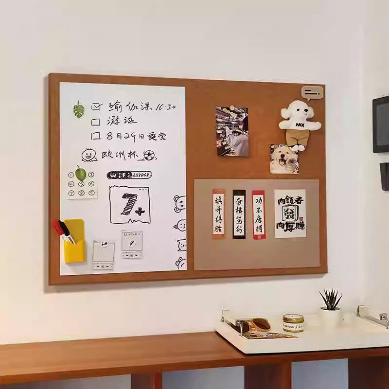 照片墙留言板磁白板免打孔背景板公司毛毡墙贴自粘展示板磁吸板