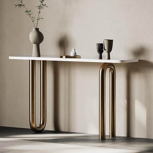 轻奢玄关桌岩板现代简约条案靠墙设计师装饰端景台意式入户玄关桌