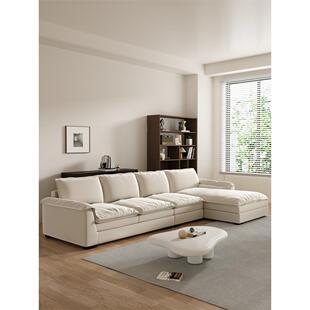 2023年新款简约现代布艺奶油风麂皮绒沙发客厅小户型轻奢直排家用