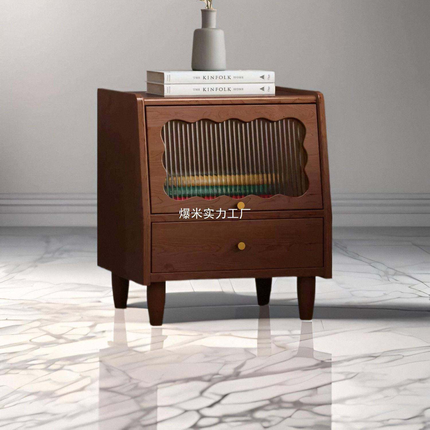 实木床头柜复古玻璃北欧简约家用卧室收纳美式床边置物柜子美式,特色手工艺,其他特色工艺品,淘宝优惠券,粉丝福利购,淘宝优惠卷