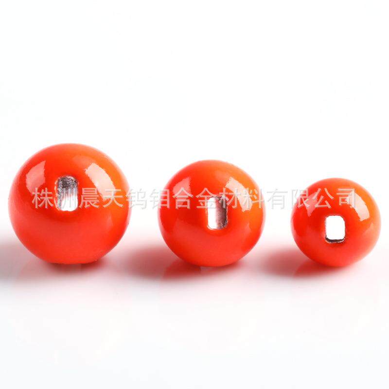 夜光红色开槽钨珠飞蝇钨孔珠tungstenbeads飞蝇钩子钨珠尺寸齐全