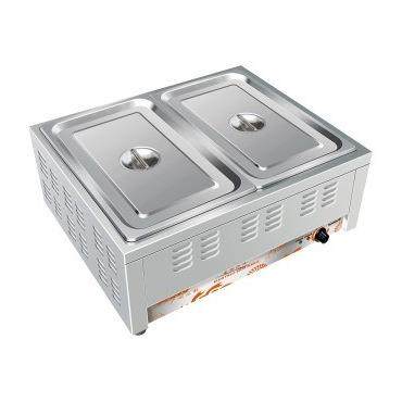 汇利VB-2A保温汤池商用双盘不锈钢售饭车台式电热快餐暖汤台促