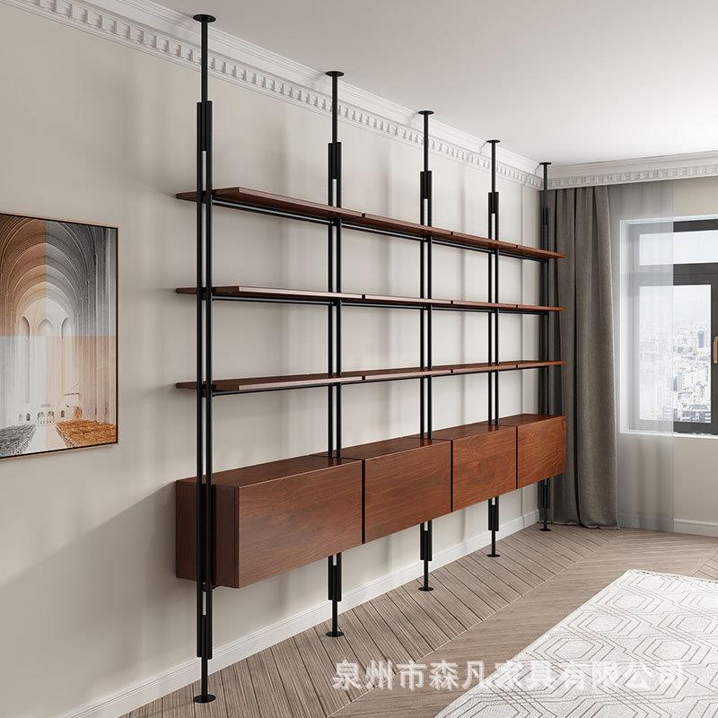 意式极简铁艺书架办公室隔断置物架客厅落地多层书架满墙一体书柜
