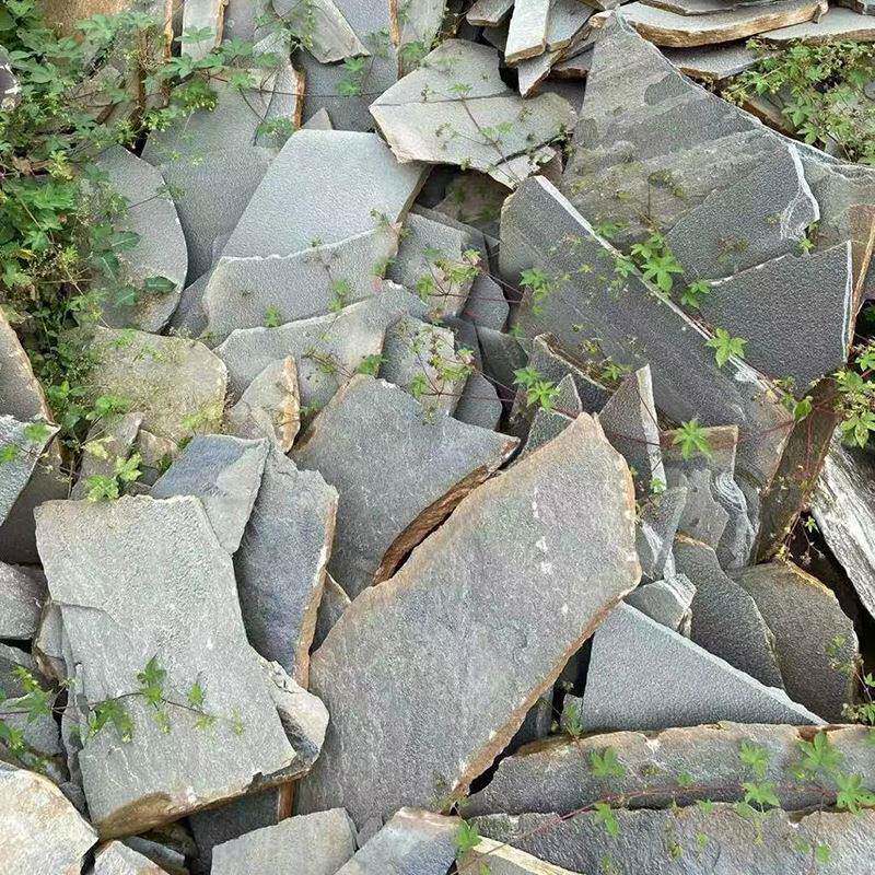 河北青色石板铺路乱板天然页岩碎拼石板岩文化石外墙毛石片石