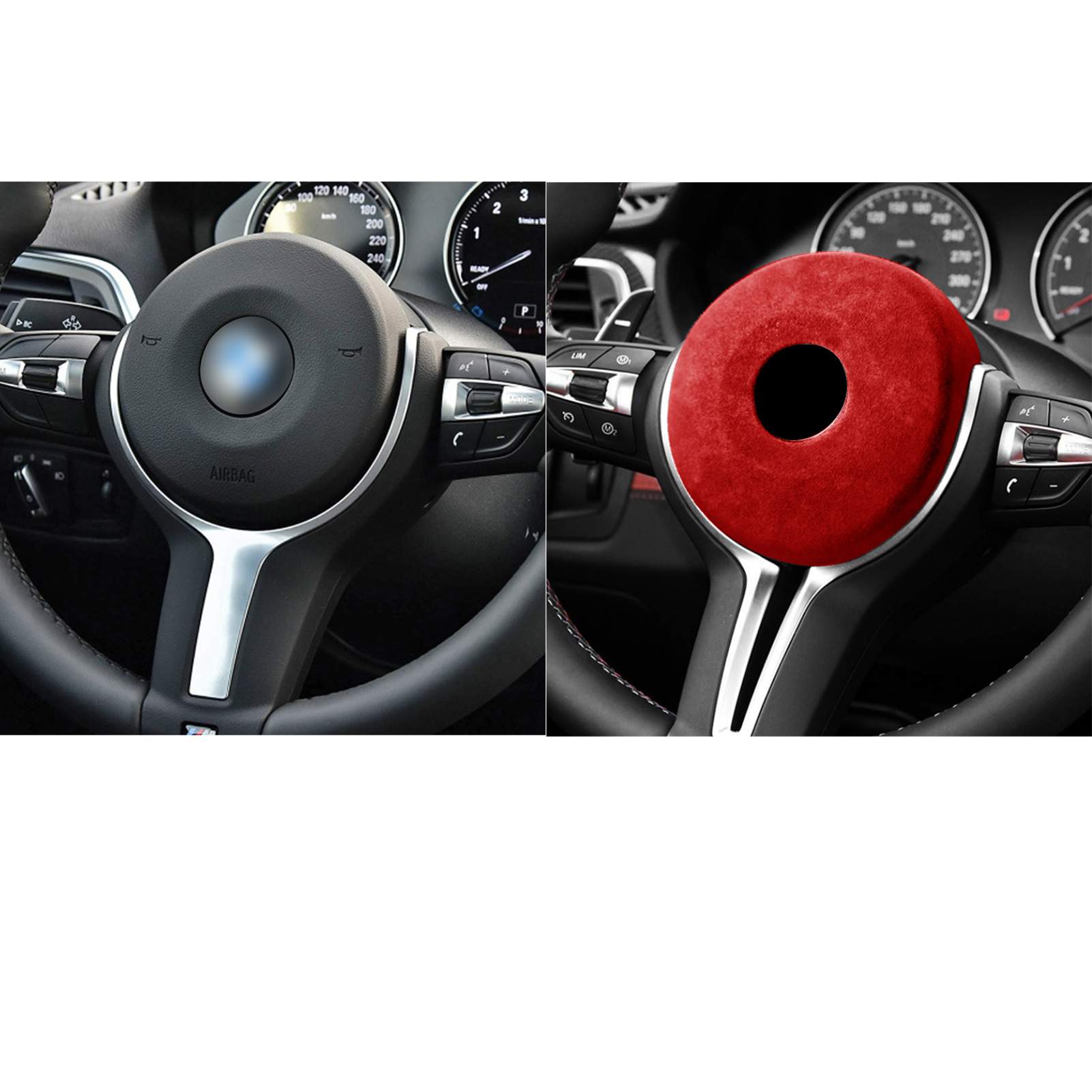 适用于宝马F底盘 Suede翻毛皮方向盘中央装饰壳汽车内饰改装配件