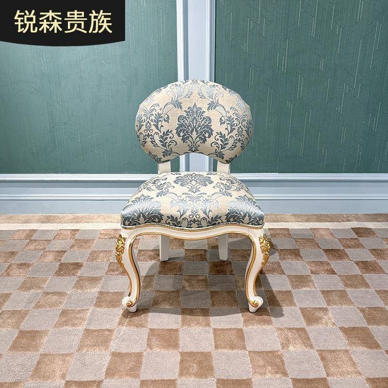 法式梳妆凳欧式布艺化妆凳宫廷实木奢华卧室新古典绣花妆凳