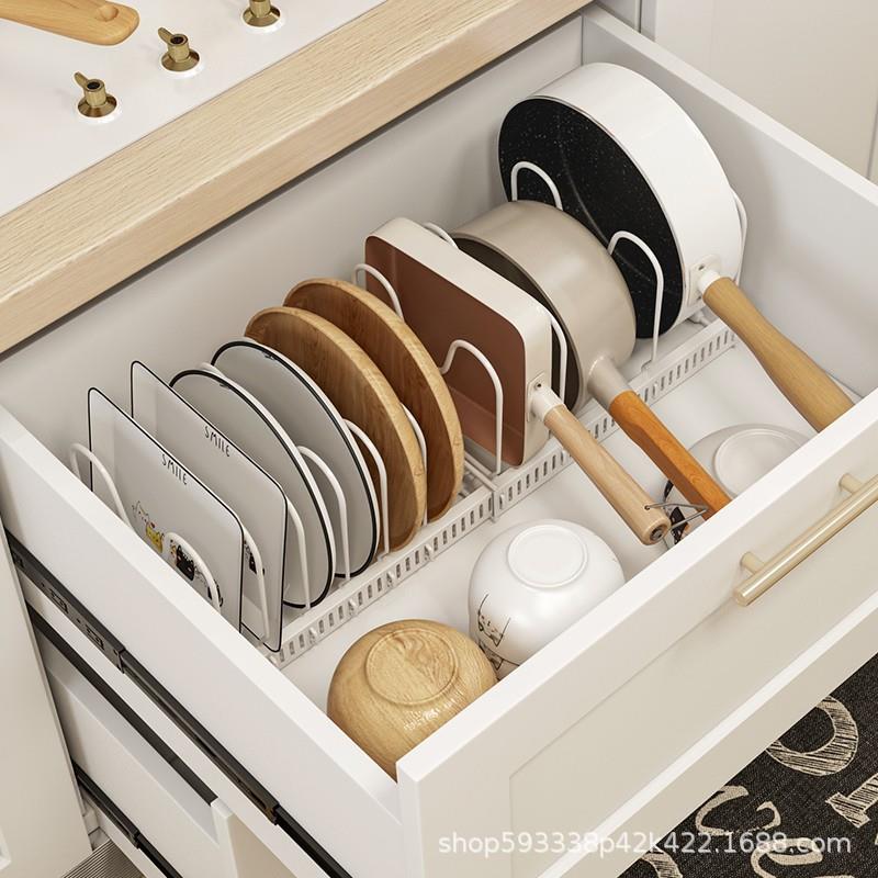 御仕家直属工厂厨房置物架可调节伸缩橱柜内锅具厨具收纳放锅架台