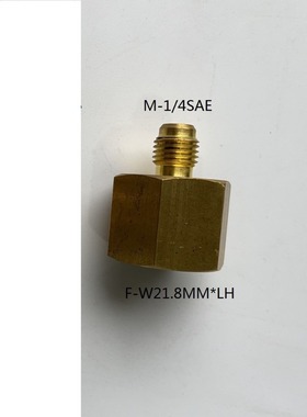 R32 R1234YF钢瓶接头钢瓶阀转换接头铜接头 外1/4SAE 内W21.8MMLH