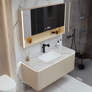 熠达高档圆弧天然大理石 浴室柜组合卫生间洗手洗脸洗漱台盆柜 包邮