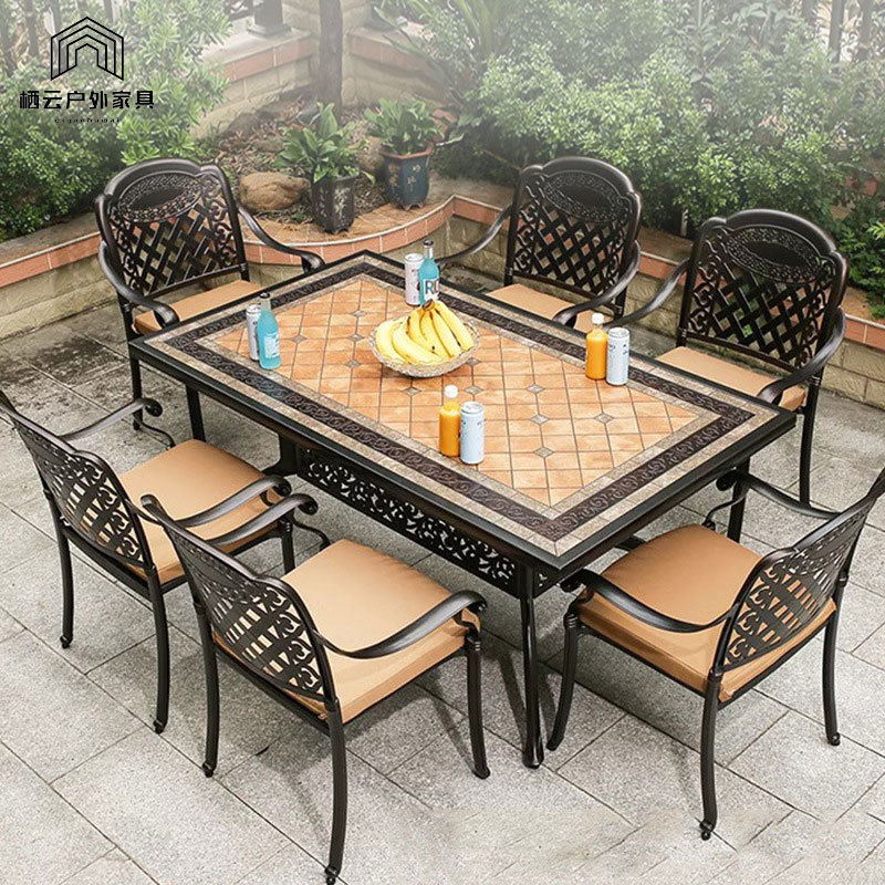 铸铝户外桌椅别墅庭院休闲家具水晒露天阳台花园室外铁艺桌椅