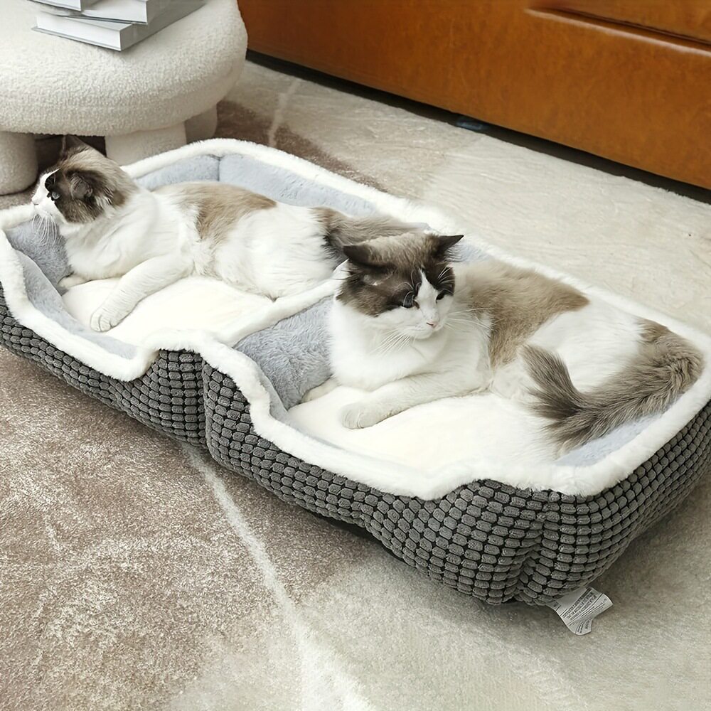 亚马逊双胞胎猫窝狗床室内宠物窝猫咪用小型犬窝垫可拆洗狗窝用品