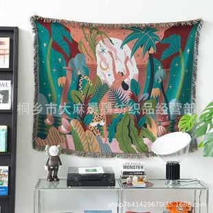 北欧梦之森林双面柔软涤棉沙发盖布沙发巾ins风单人组合套罩毯