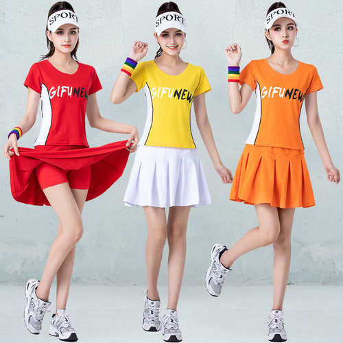 广场舞半身裙水兵舞短裙拉丁舞裙子白色纯棉跳舞裙子团队操演出服