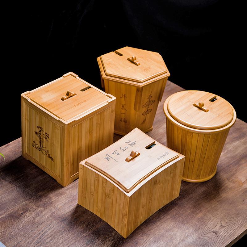 中式竹制茶水桶过滤垃圾桶大号储水茶渣桶方形矮小号客厅家用日式