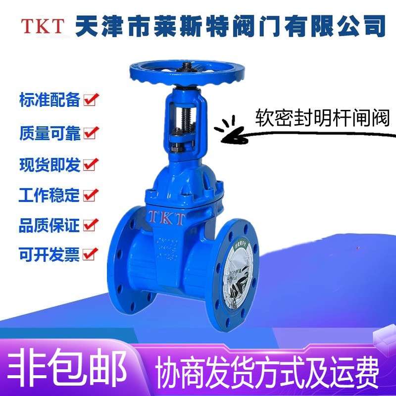 TKT天津莱斯特阀门Z41X-16Q铸铁弹性软密封法兰明杆闸阀DN50-300
