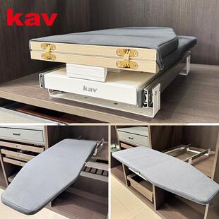 衣帽间家用隐藏式熨衣板电熨斗架推拉阻尼烫衣折叠衣柜柜内烫衣板