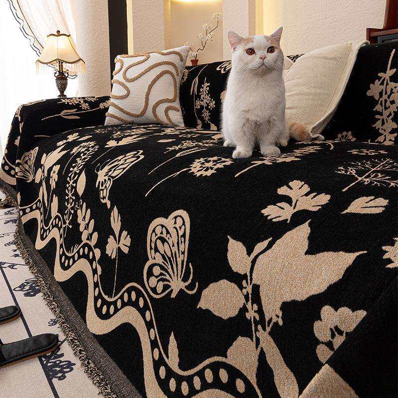 北欧简约高级感四季通用沙发盖布雪尼尔防猫抓沙发巾沙发套沙发毯