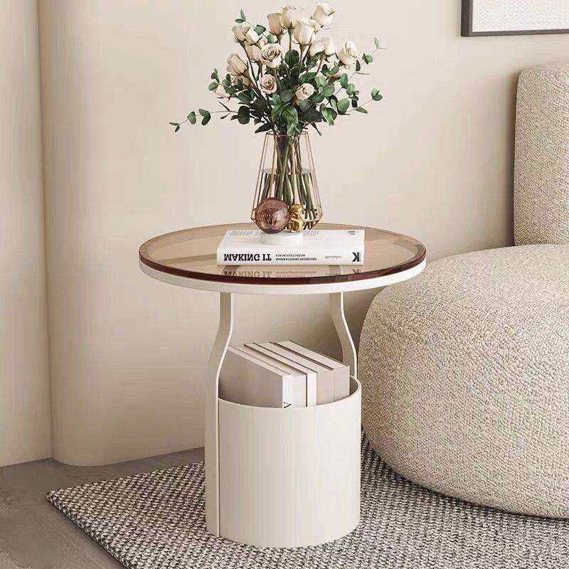 沙发边几桌边柜轻奢极简设计感收纳网红客厅岩板储物桶角几小茶几