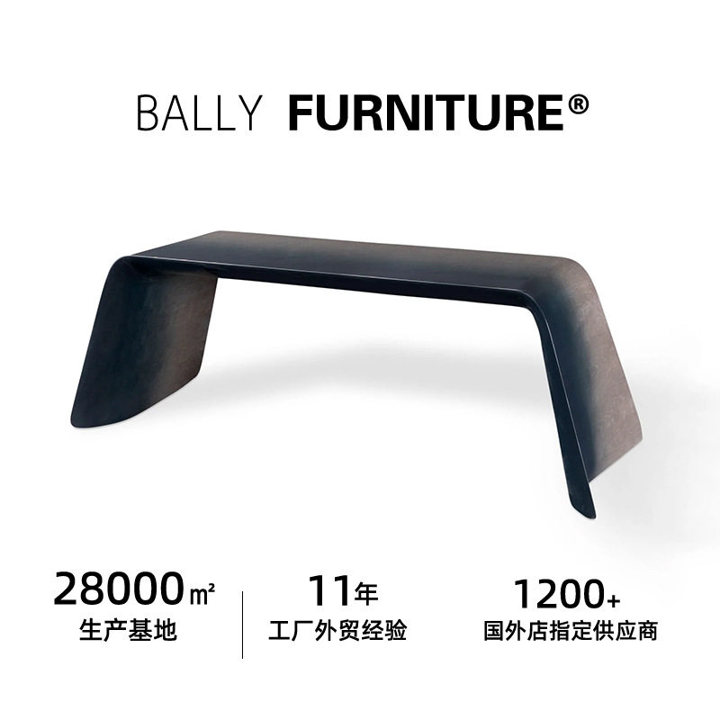 宾利轻奢弧形纯实木办公桌