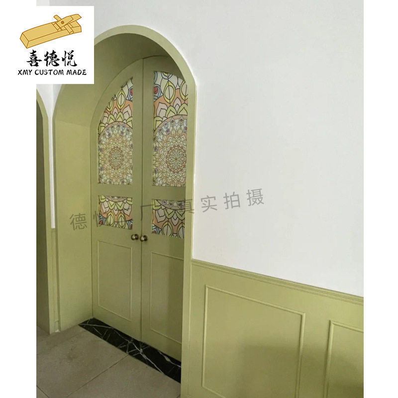 南京玻璃圆弧拱形门烤漆门卧室客厅厨房门实木复合门双开门