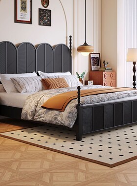 速发k床disi法式复古风全实木a雕花黑色美式轻奢婚卧床双人床主床