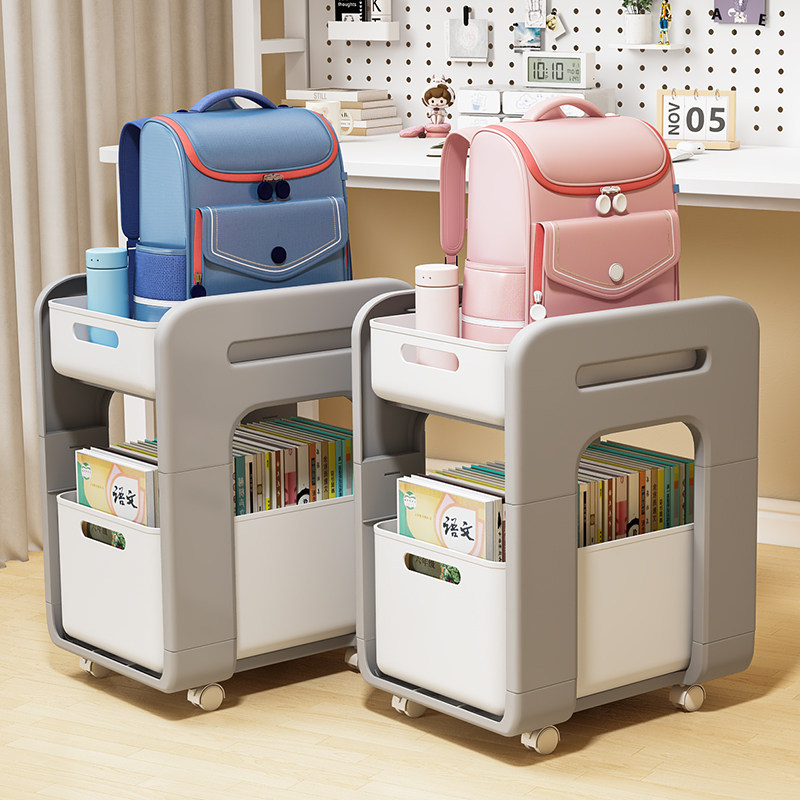 速发桌纳放书包收纳盒带滑轮教室用书箱装放箱下生宿舍收学架