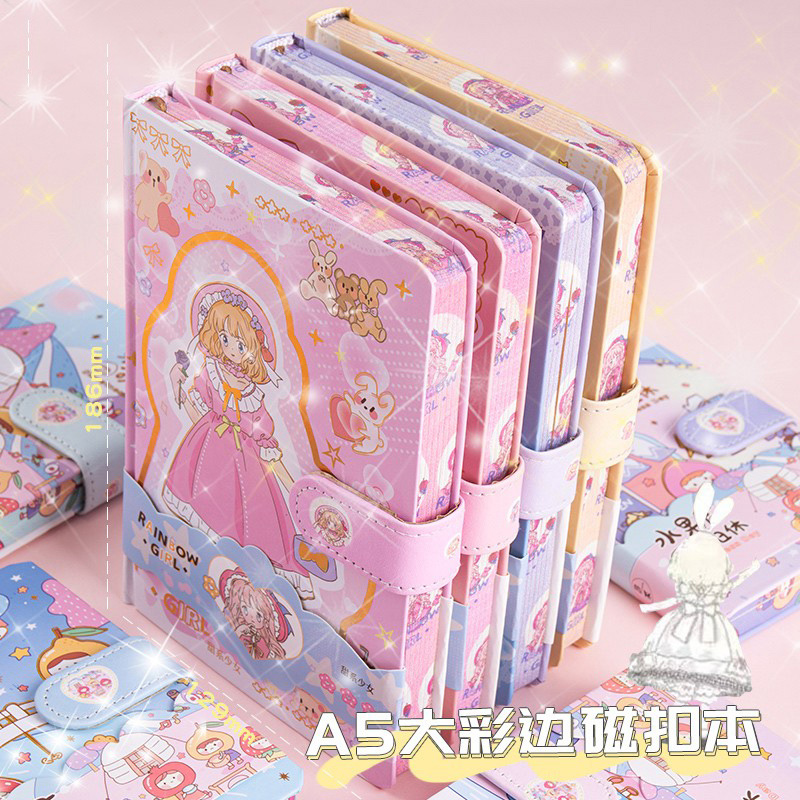 速发手账本2022日款风皮面新记本手杖磁扣本记事本子艺精致手帐本