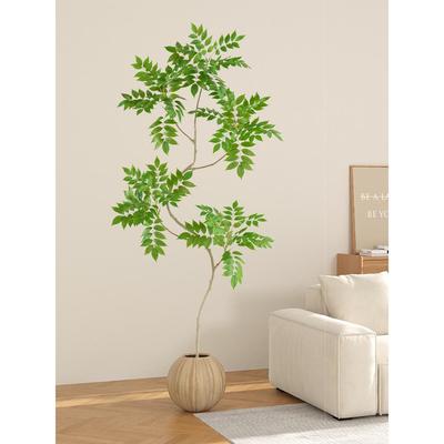高端无障碍豪华客厅模拟绿色植物盆栽漆木室内人造树木植物入口落